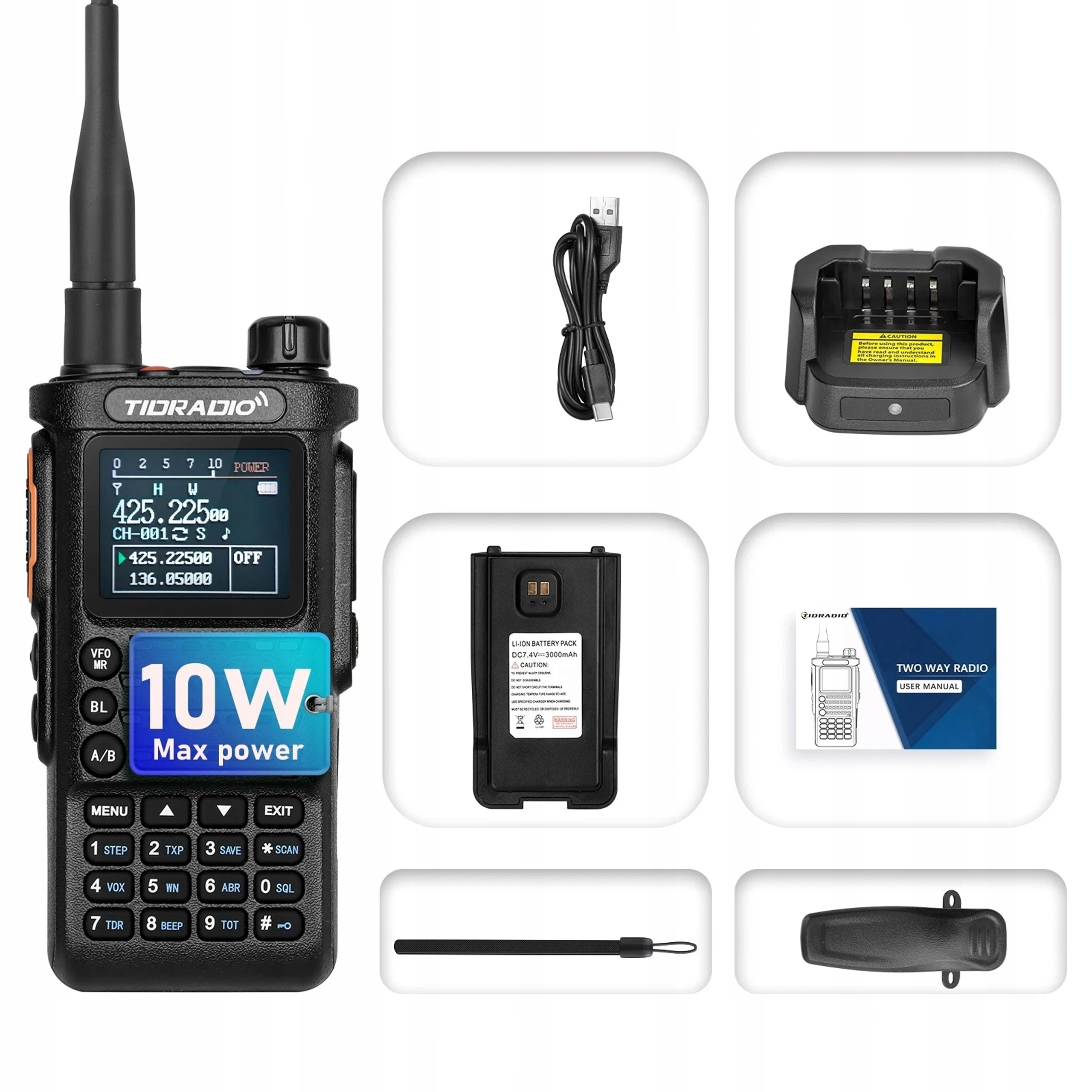 Wysoka moc 10W i zasięg częstotliwości 136-174MHz oraz 400-520MHz