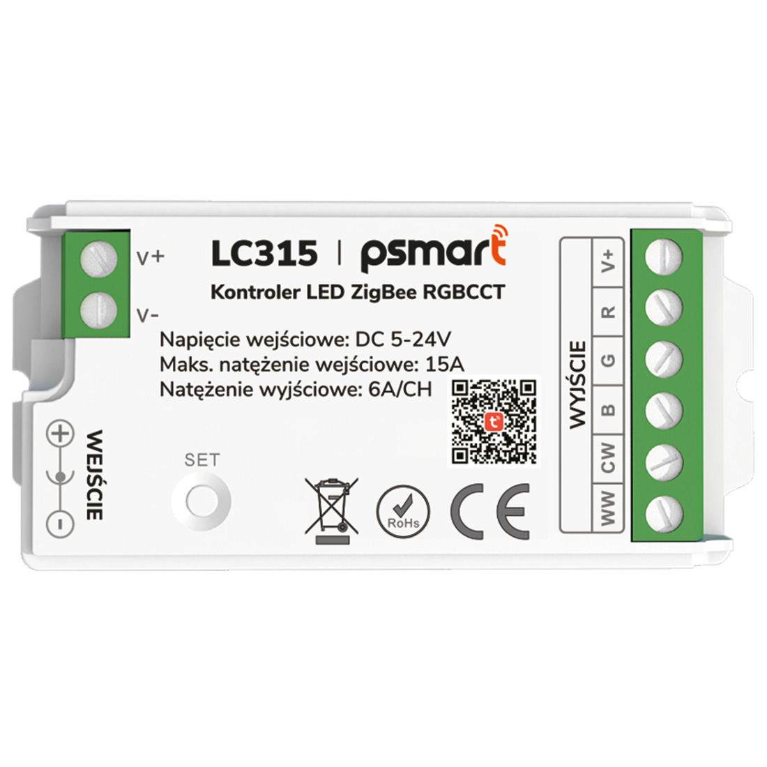 PSMART Mini Kontroler LED RGBCCT 5-24V 15A Seria PX ZigBee TUYA – Nowoczesne oświetlenie w Twoim domu
