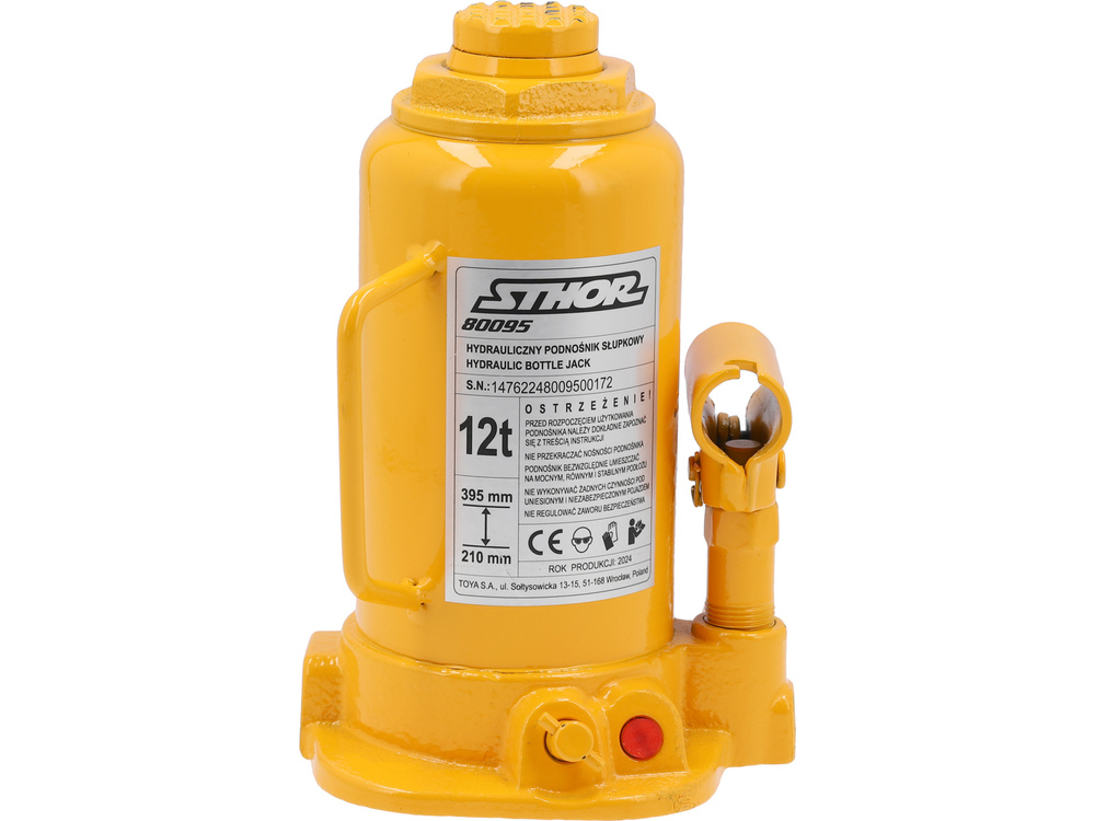 STHOR Dźwignik Tłokowy Hydrauliczny 12T – Niezawodny podnośnik do Twojego warsztatu