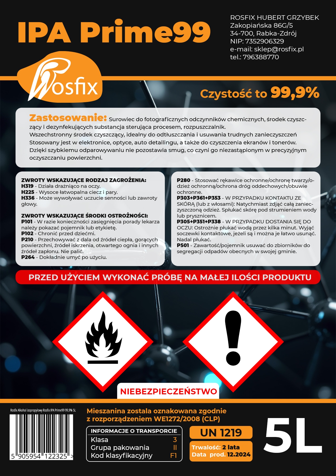 Najwyższa czystość 99,9% – Doskonały do precyzyjnych prac