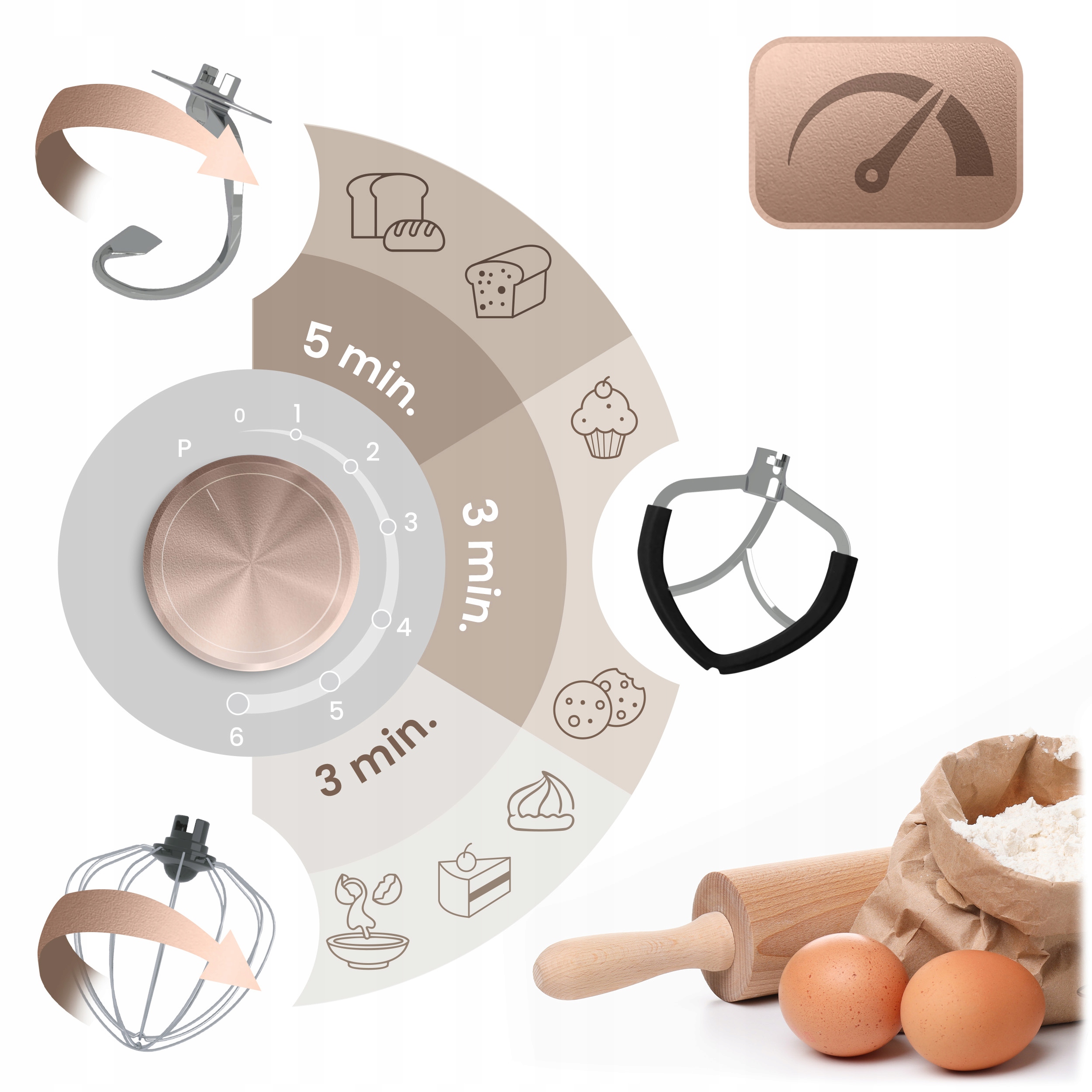 Sześć poziomów prędkości i tryb PULSE – idealne dopasowanie do każdego przepisu