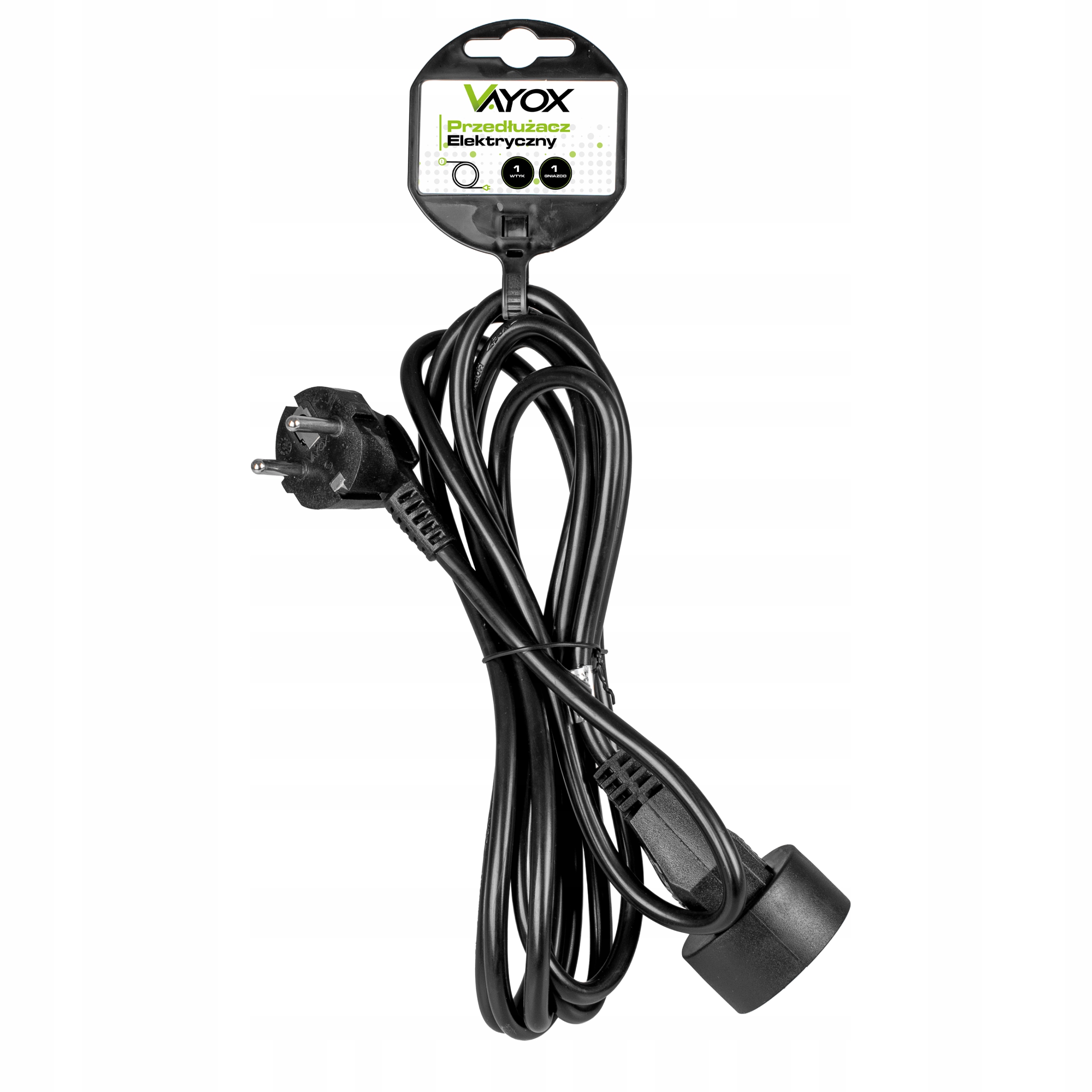 Przedłużacz elektryczny 1 gn+0 5m czarny VA0310-5B Vayox – Niezawodne zasilanie w każdym miejscu