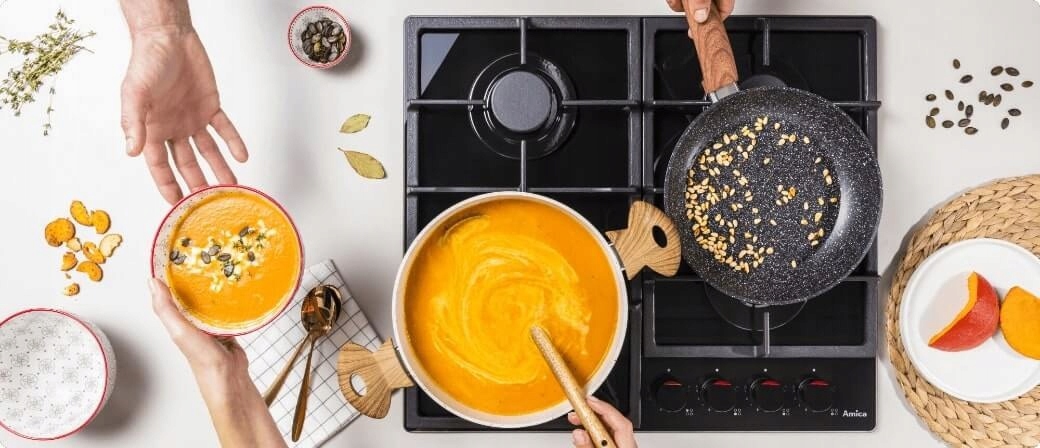 Funkcjonalność czterech palników gazowych