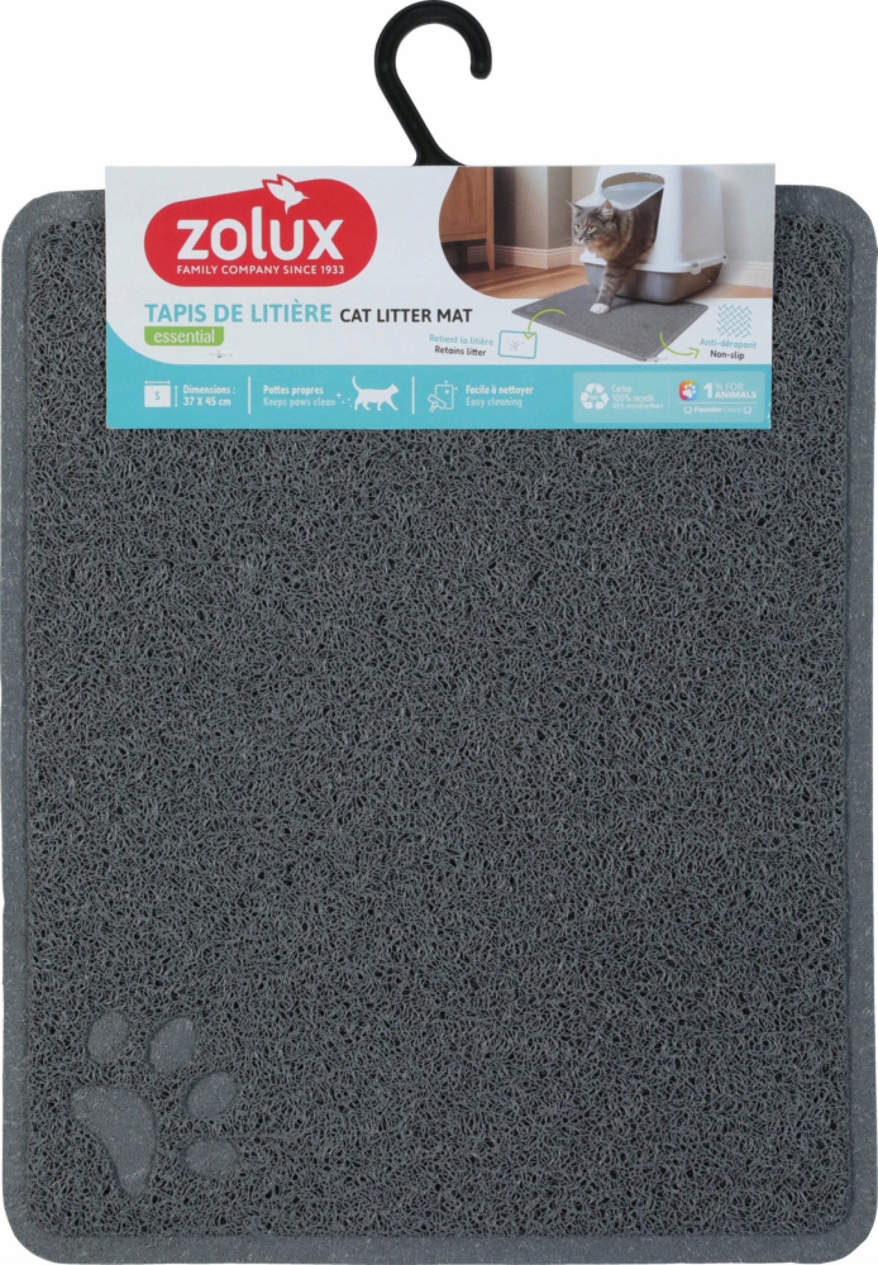 ZOLUX Wycieraczka pod kuwetę dla kota szara 37x45 cm – Idealne rozwiązanie dla czystości