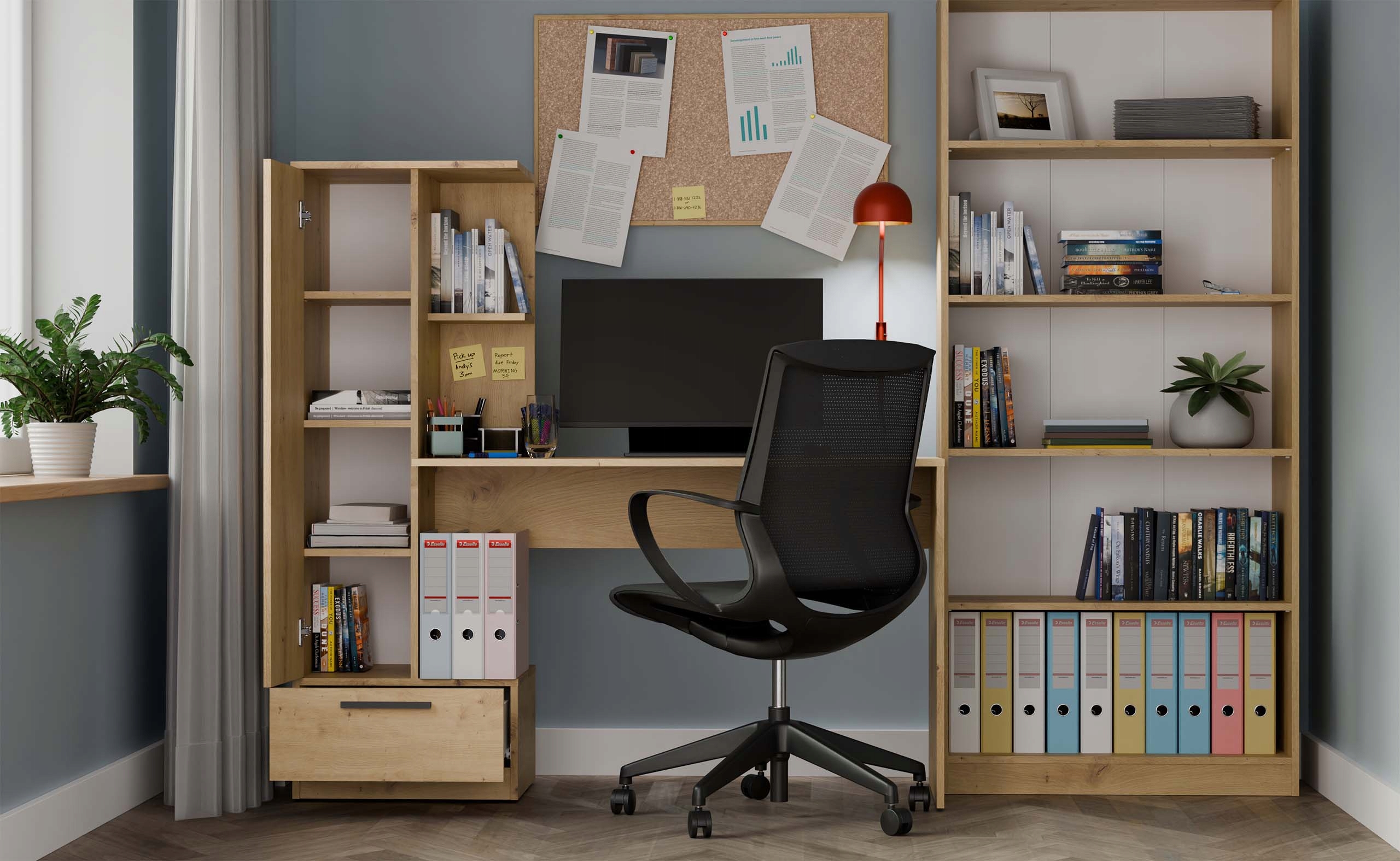 Nowoczesny design i funkcjonalność – Biurko z regałem COSMO