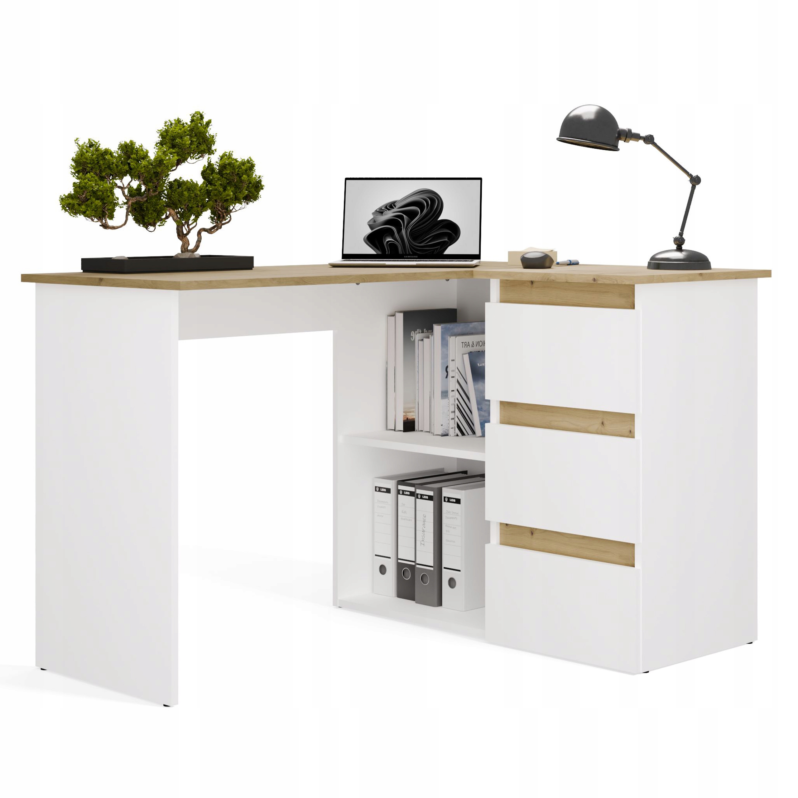 Biurko NICEA PRAWE ARTISAN BIEL – Idealne rozwiązanie do biura i pokoju