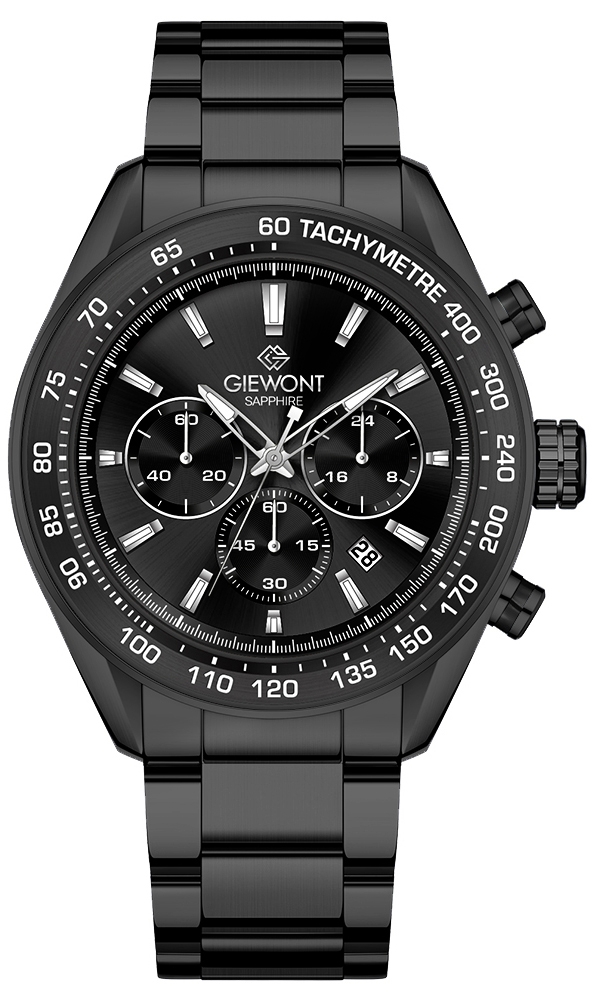 Zegarek Męski Giewont Chronograph Sapphire Czarny GW9580-B2 – Elegancja i funkcjonalność w jednym