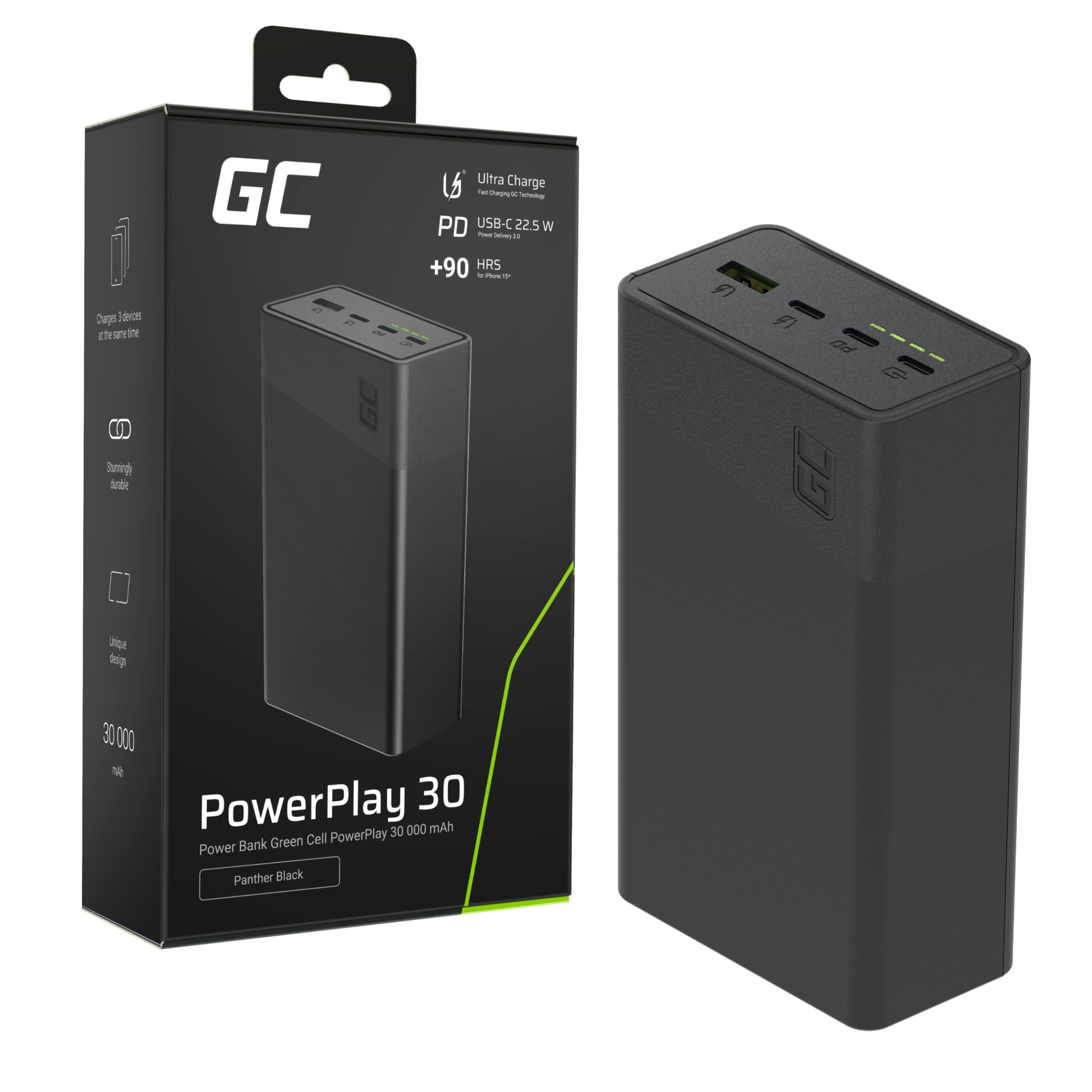 Greencell PowerPlay 30 – Niezawodny powerbank 30 000mAh