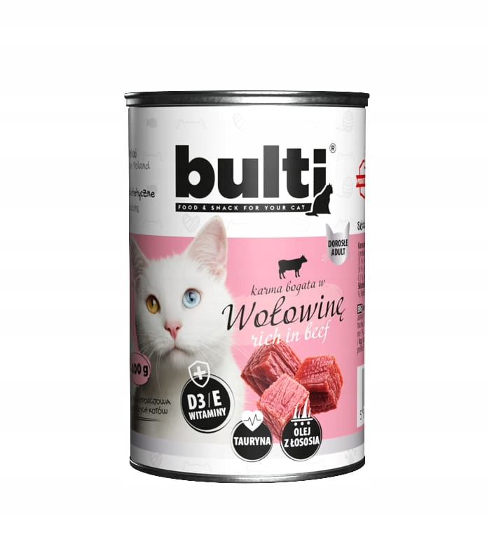 BULTI mielonka bogata w wołowinę dla kota 400g – Prawdziwa uczta dla Twojego pupila