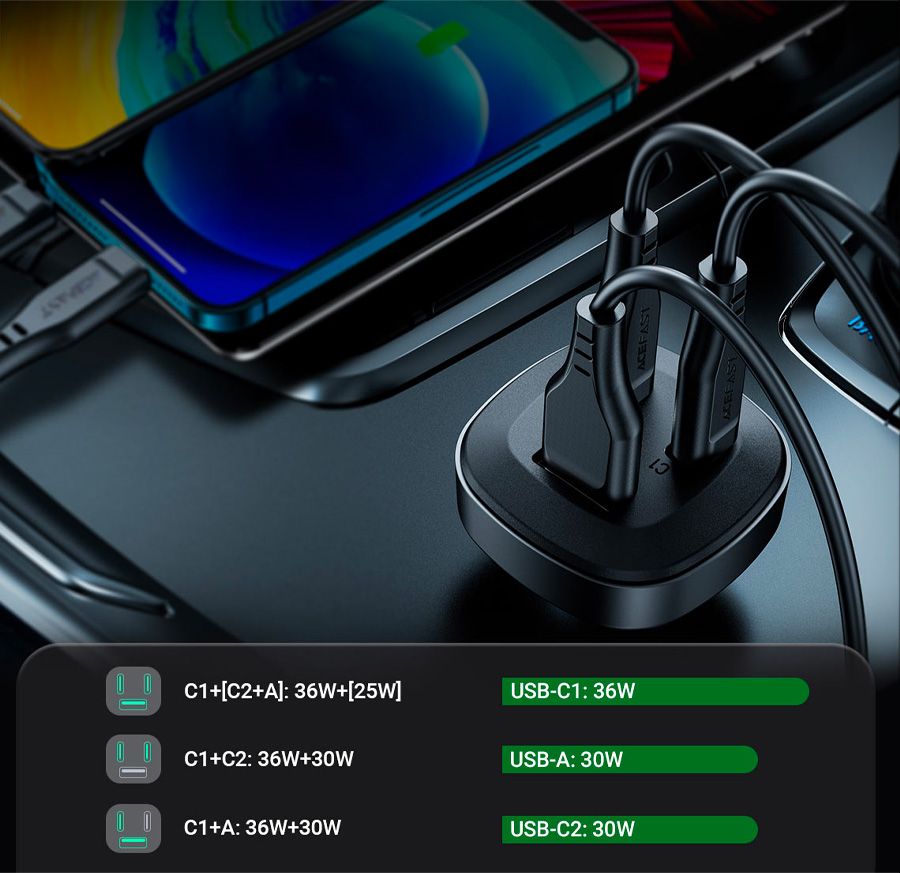 Acefast ładowarka samochodowa B3