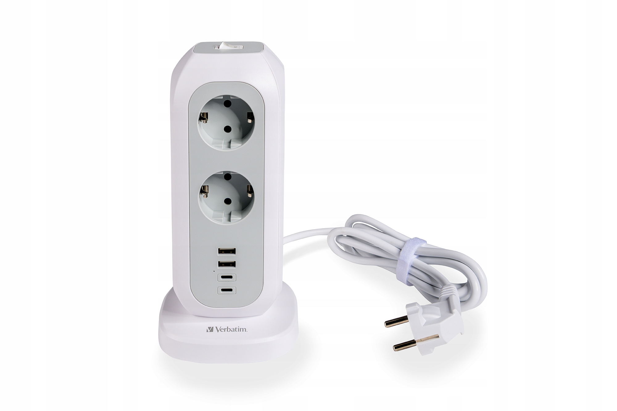 Listwa zasilająca Verbatim EUPT-01 EU Power Tower 11xAC 2xUSB 2xUSB-C – Wydajne zasilanie dla wielu urządzeń