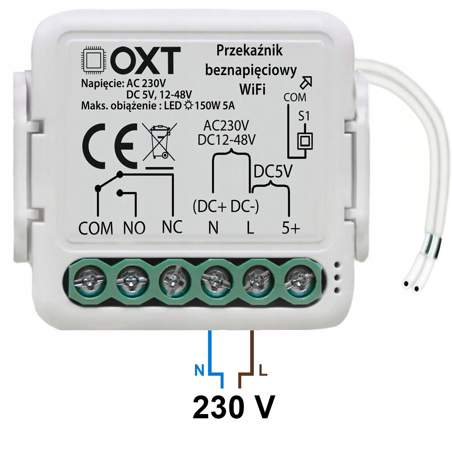 Możliwości zasilania: AC 230 V, DC 12-48 V oraz DC 5 V