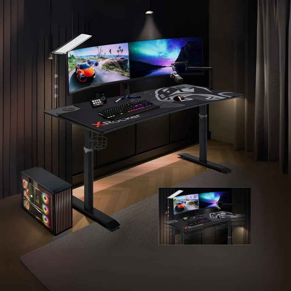 XROCKER Stół gamingowy szary – Idealne miejsce dla graczy