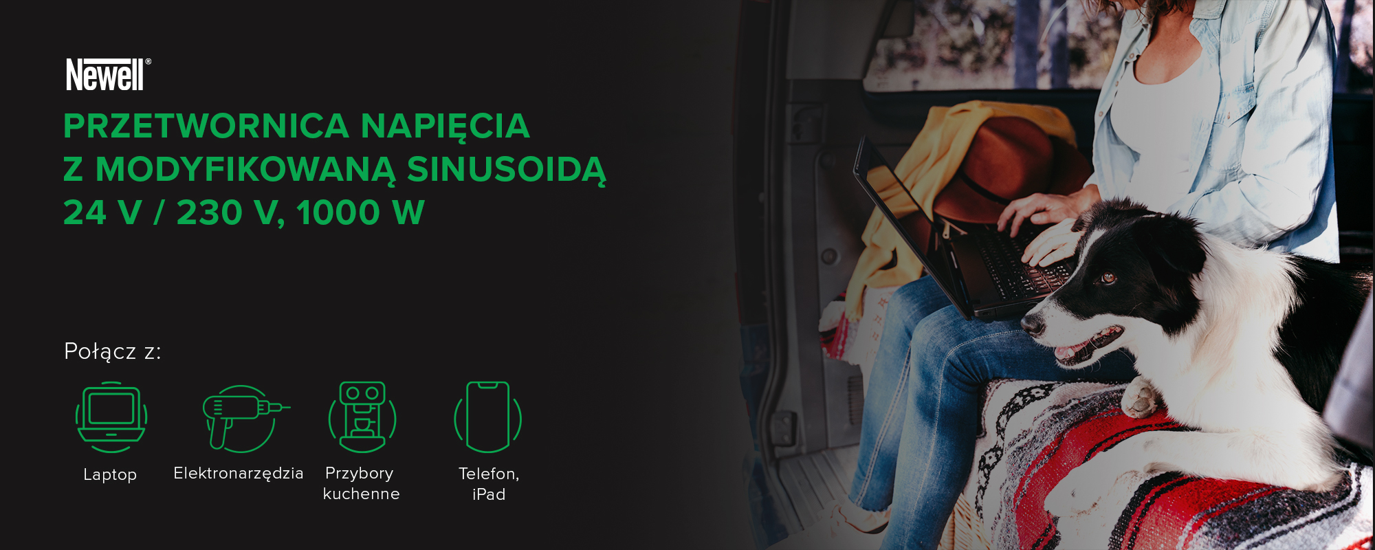 Przetwornica napięcia Newell z modyfikowaną sinusoidą - 24 V _ 230 V, 1000 W