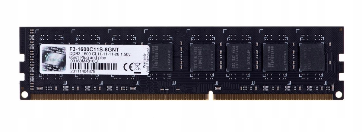 Pamięć RAM do komputera G.Skill DDR3 8GB 1600 CL11 – Wydajność na najwyższym poziomie