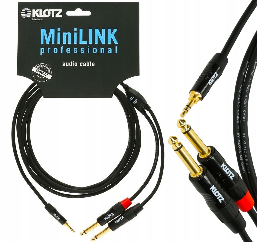 KLOTZ Kabel Audio mini Jack 3,5mm Stereo / 2x Jack 6,3mm Mono 3m – Doskonała jakość dźwięku