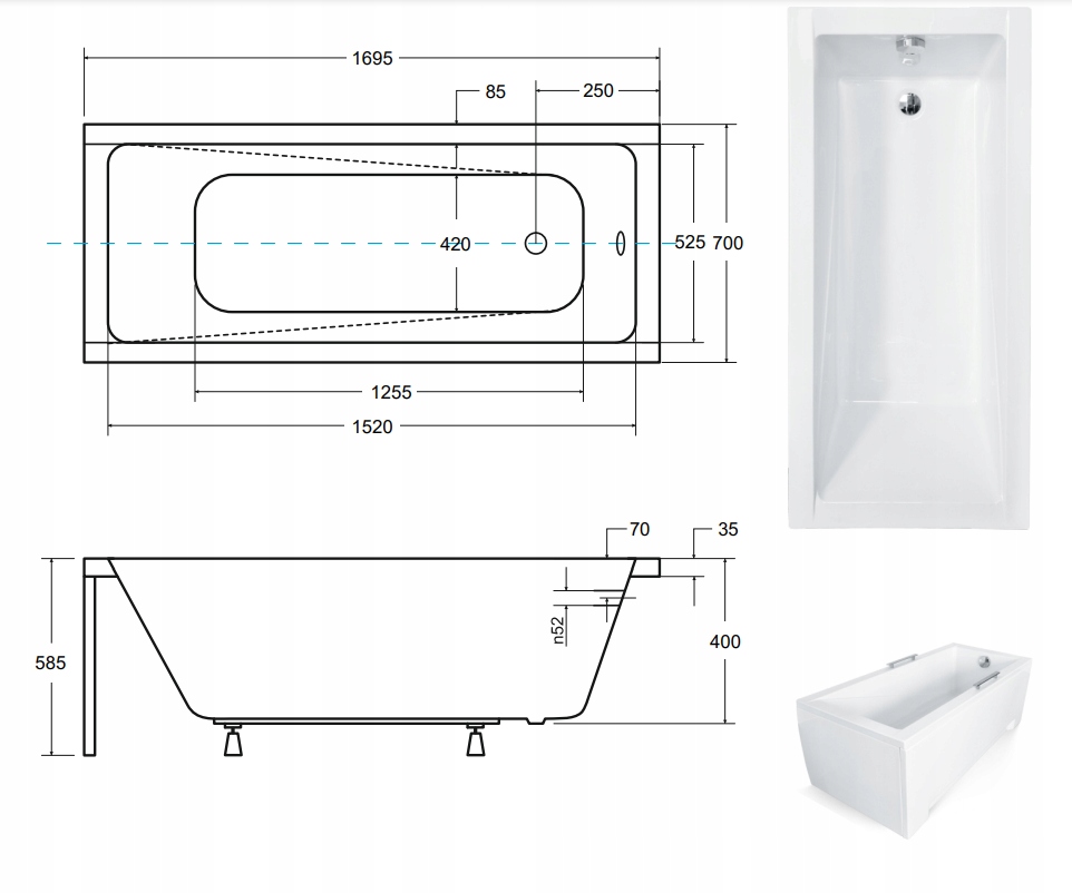 Wymiary i pojemność wanny