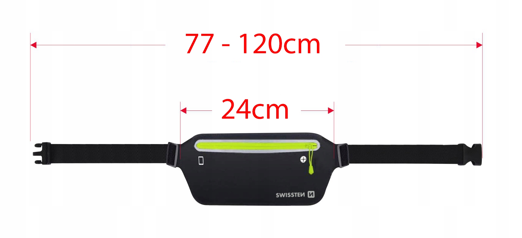 Wymiary torby – Dostosowana do talii od 77 do 120 cm