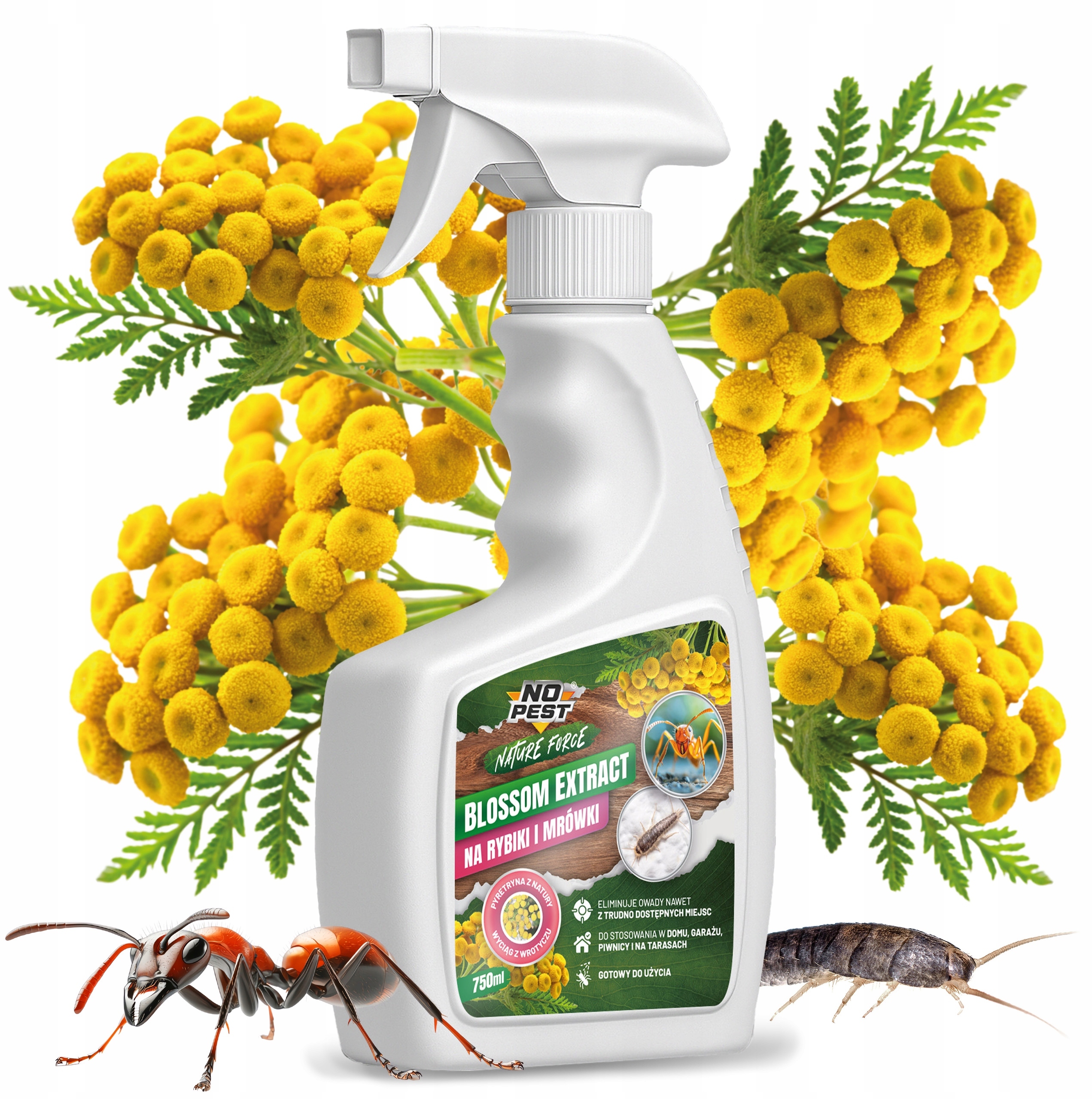 Środek Preparat Spray Płyn na Rybiki Mrówki Owady Biegające Ekstrakt Wyciąg z Wrotyczu 'Blossom Extract' 750ml – Skuteczna Ochrona Przed Szkodnikami