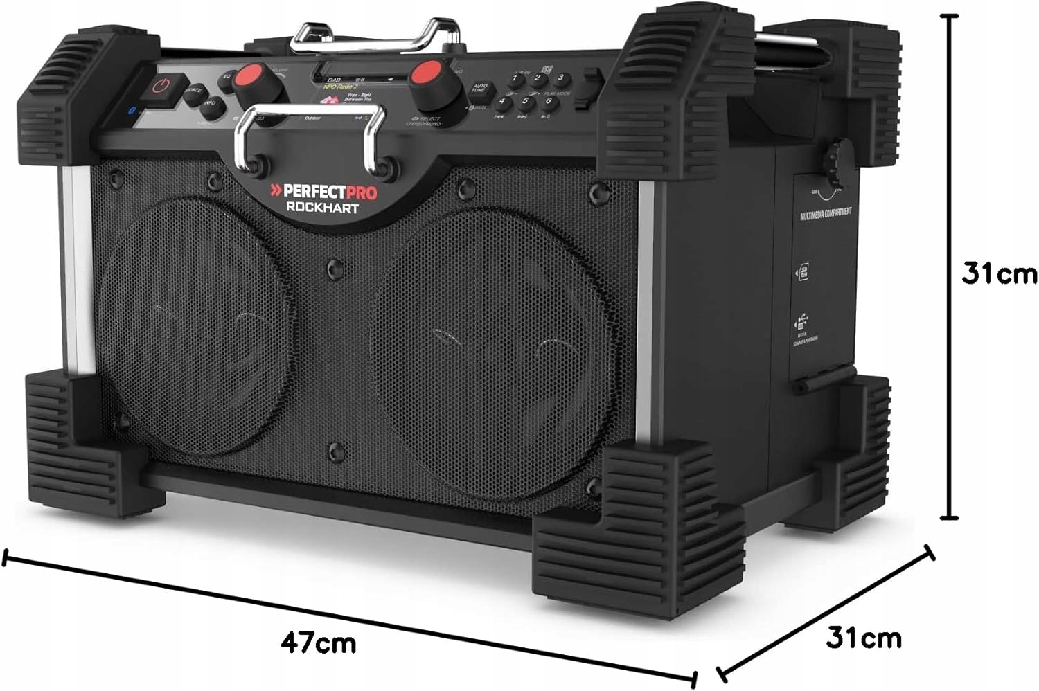 PerfectPro ROCKHART 18V – Radio budowlane z Bluetooth i DAB+