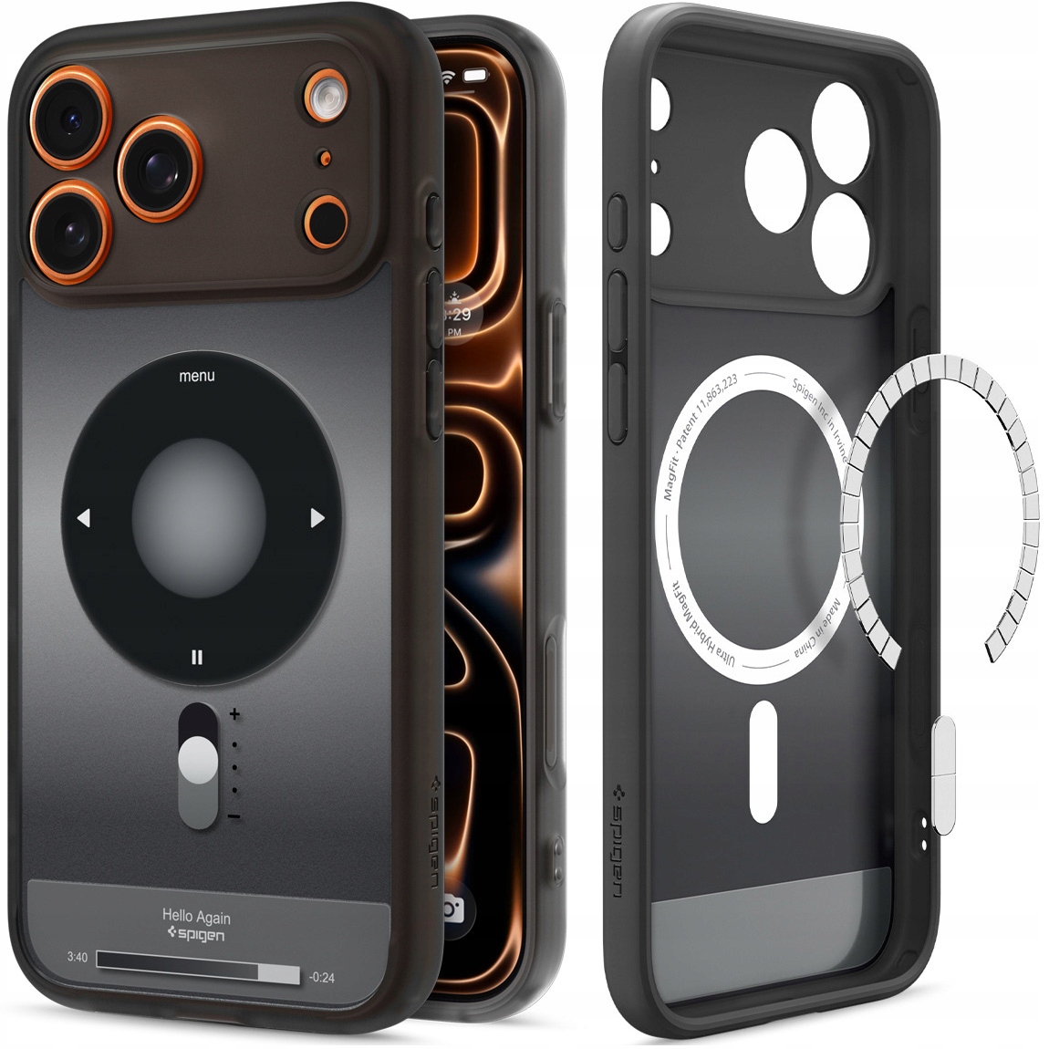 Hybrydowy design z sztywnym tyłem i elastycznym ramką