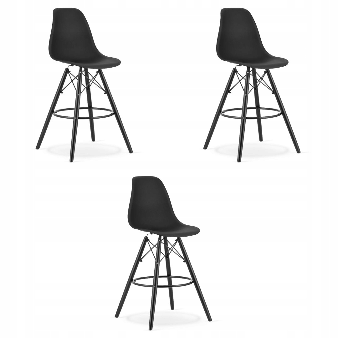 Hoker LAMAL czarny / nogi czarne x 3 – Nowoczesny design i komfort