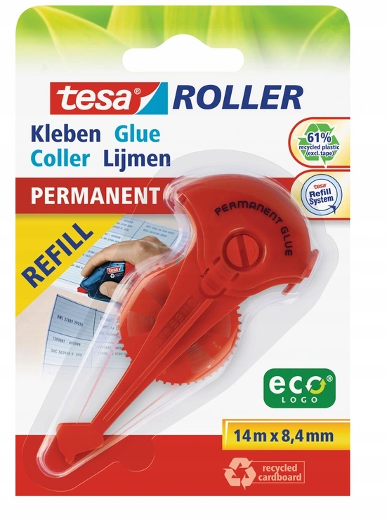 Tesa Nachfüllkassette Kleberoller 14m 8,4mm – Niezawodny klej do biura