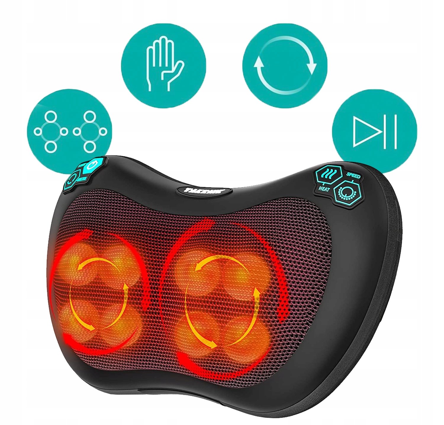 MASAŻER PODUSZKA MASUJĄCA SHIATSU DO PLECÓW KARKU NÓG CIAŁA GRZEJĄCY Wyrób medyczny nie