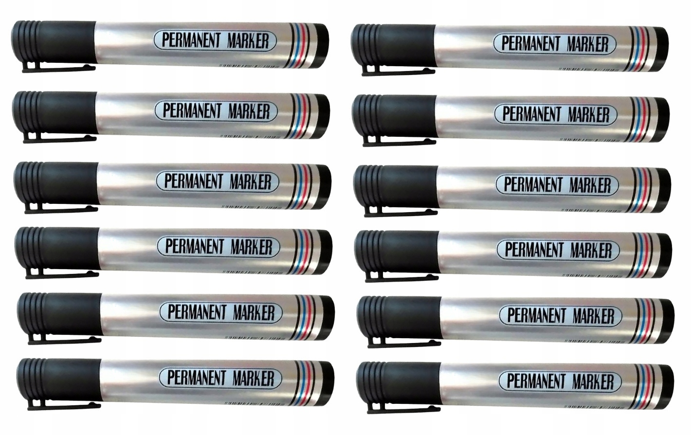 CZARNY MARKER PERMANENTNY OKRĄGŁY 12szt KANZA – Niezawodny wybór do biura i domu