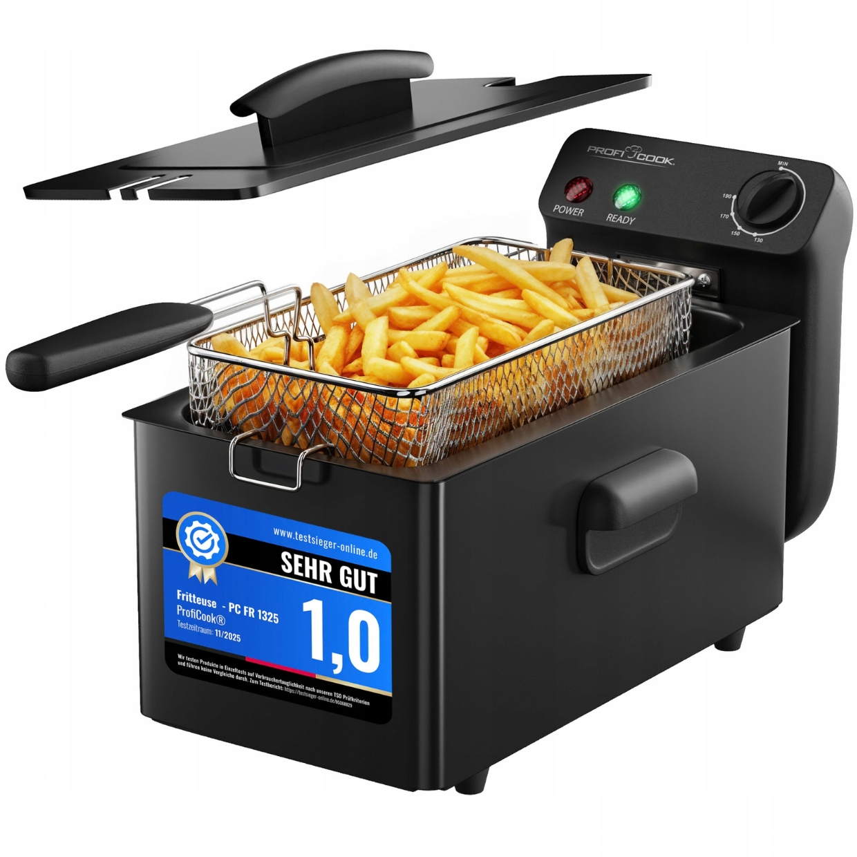 Regulacja temperatury – Stufenlos od 130°C do 190°C