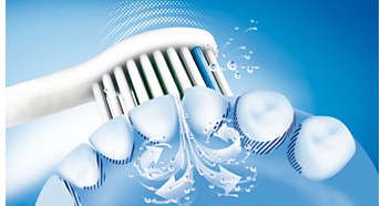 Dynamiczny sposÃ³b czyszczenia Sonicare kieruje pÅ‚yn miÄ™dzy zÄ™by