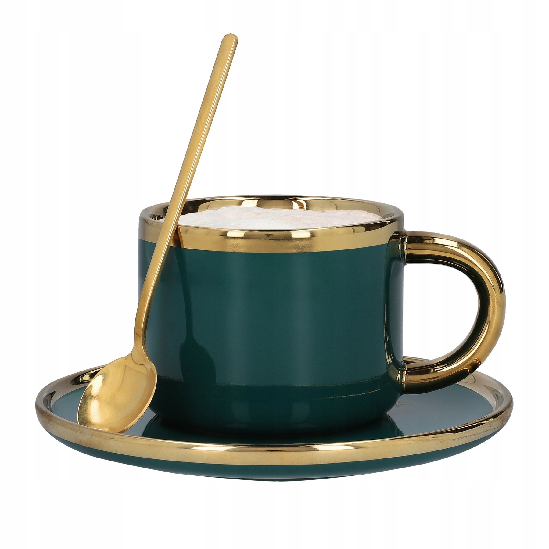 Filiżanka ze spodkiem i łyżeczką HOMLA SINNES 200 ml - Szmaragdowa