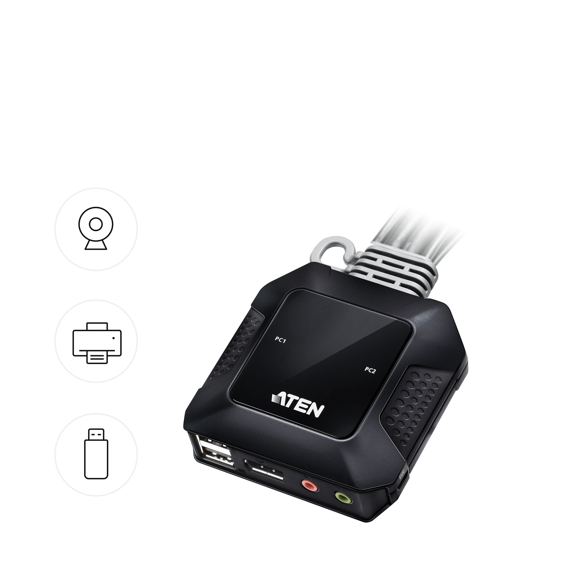 Wygodne przełączanie między komputerami z portem USB i DisplayPort