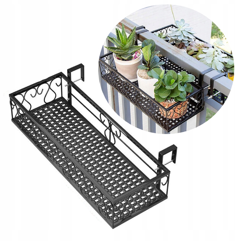 Donica Balkonowa Metalowa Stelaż Czarny Mat 60cm – Idealna ozdoba Twojego balkonu