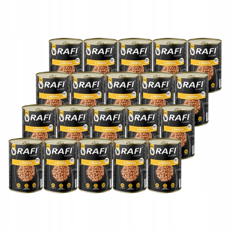 Rafi Classic Mokra karma dla kota kawałki z drobiem w sosie zestaw 20 x 415 g – Pełnowartościowe odżywianie dla Twojego kota