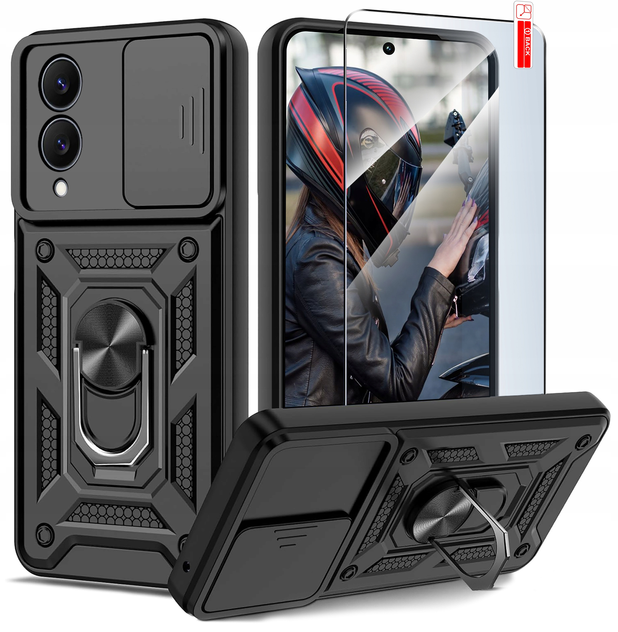 Etui do Samsung S25 Edge PANCERNE SLIDE RING CASE + SZKŁO 9H – Ochrona i funkcjonalność w jednym