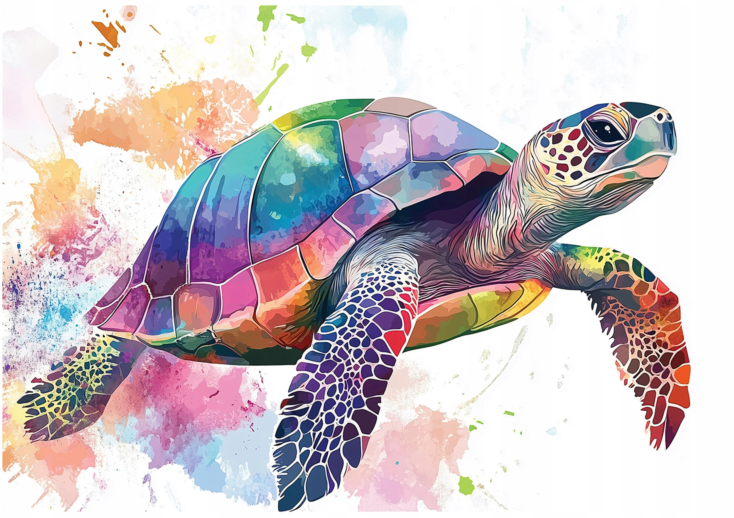 Fototapeta Dla Dzieci Żółw Kolorowy Zwierzęta Tapeta Flizelina 250x175 – Idealna dekoracja do pokoju dziecięcego