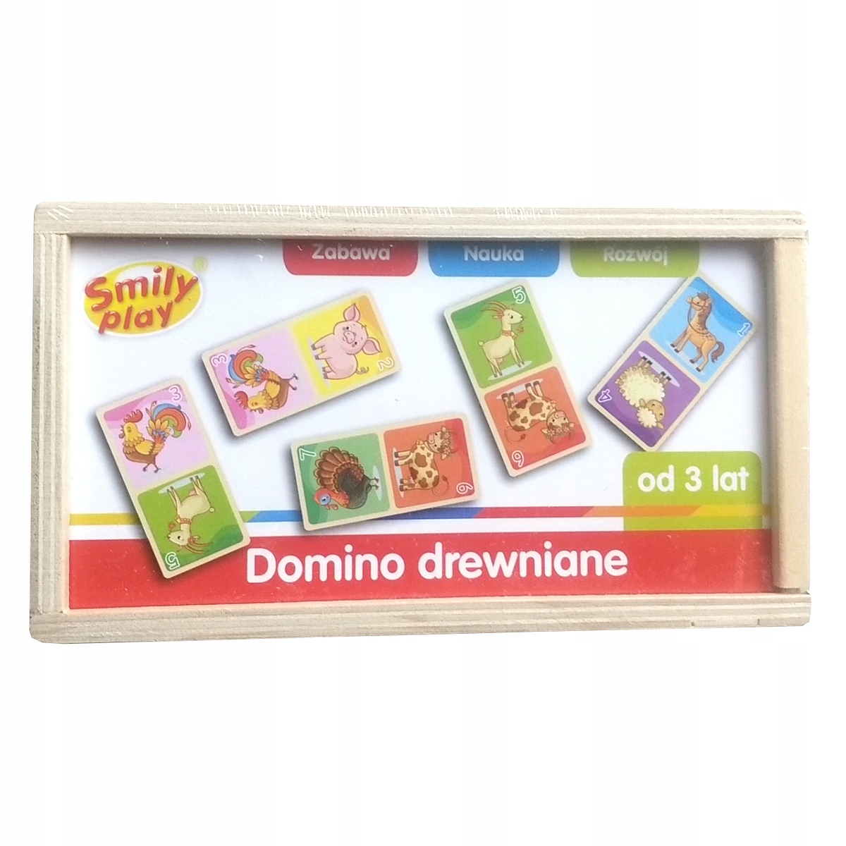 Domino drewniane Zwierzęta Smily Play – Edukacyjna zabawa dla najmłodszych