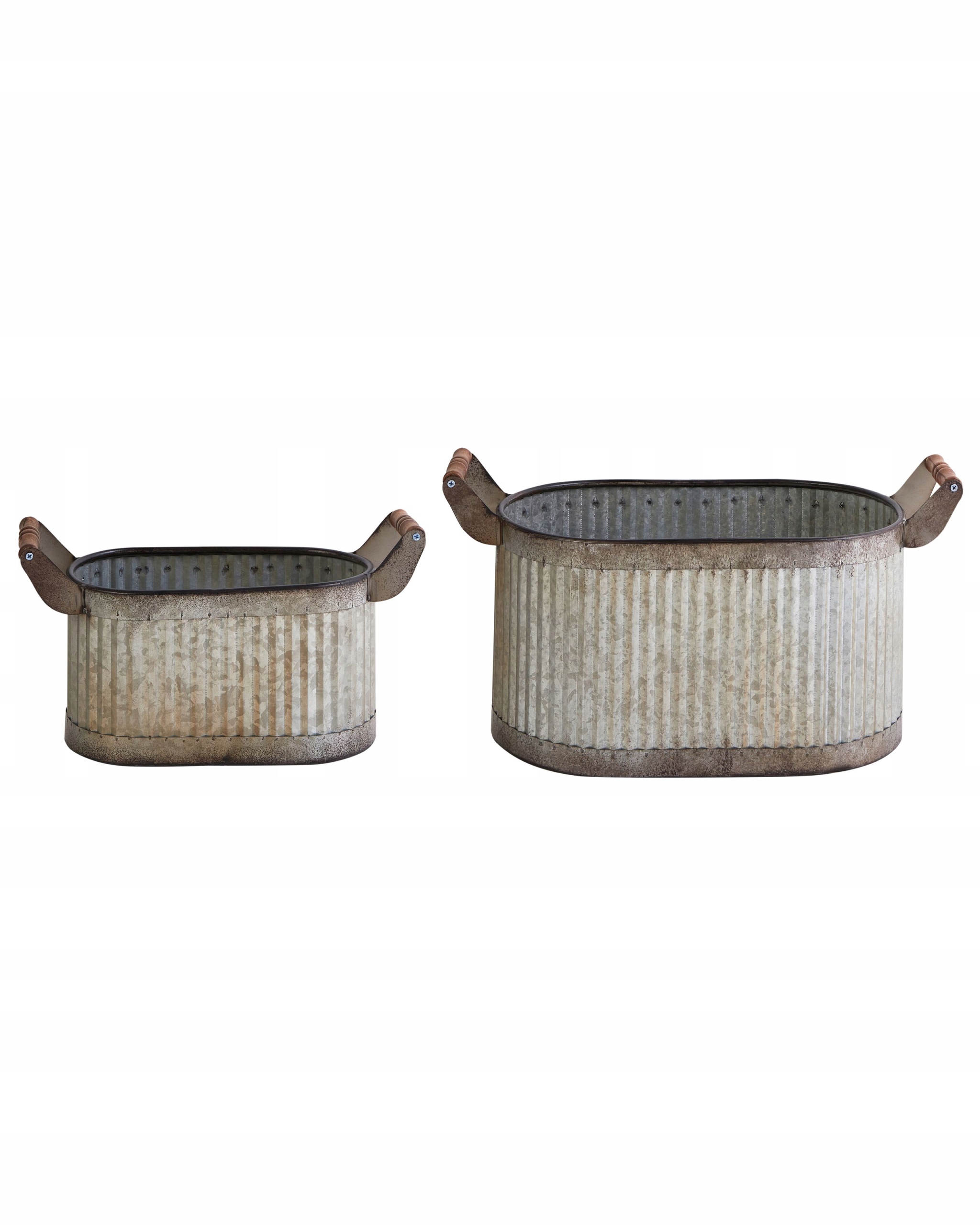 Zestaw 2 doniczek TULIPE Metal 31/41 cm Szary – Idealne do Twojego wnętrza