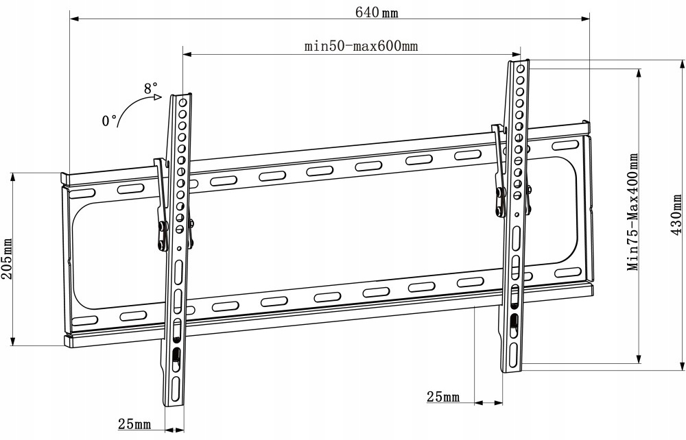 Uchwyt uchylny z regulacją kąta nachylenia od 0° do 10°