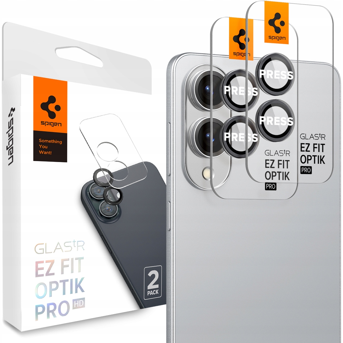 Spigen Optik Pro GLAS.TR EZ Fit Camera Protector 2-Pack – Ochrona obiektywu dla Samsung Galaxy S25 Edge