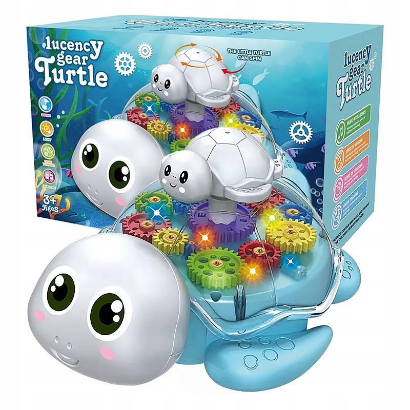 Żółw Świecący Z Dźwiękiem Jeżdżący Interaktywny Kolorowy Żółwik Dla Dzieci – Wspaniały towarzyszy zabaw dla maluchów