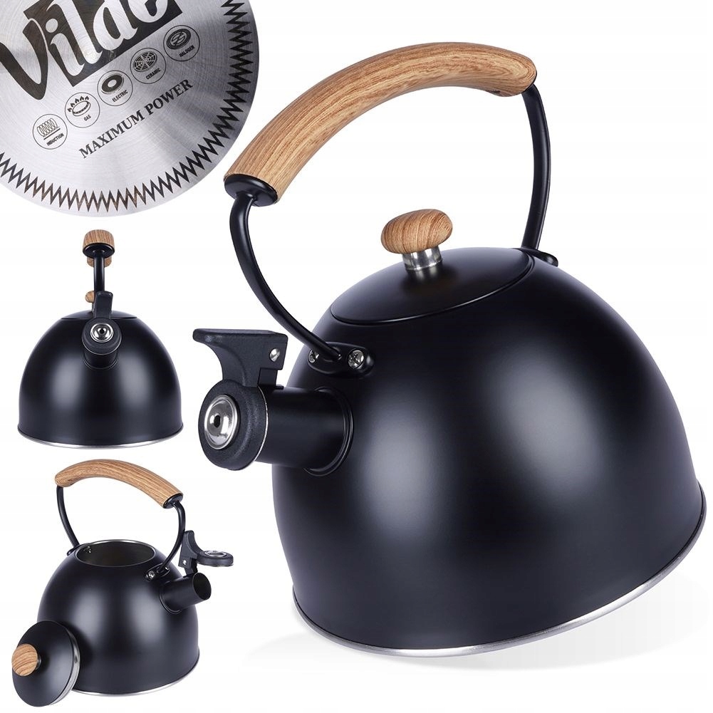 Czajnik z gwizdkiem stalowy czarny 2,5 l – Elegancja i funkcjonalność w Twojej kuchni