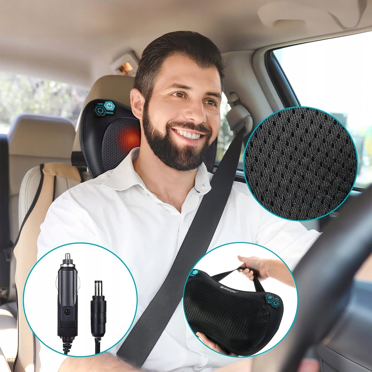 MASAŻER PODUSZKA MASUJĄCA SHIATSU DO PLECÓW KARKU NÓG CIAŁA GRZEJĄCY Kod producenta Poduszka Masująca 110996