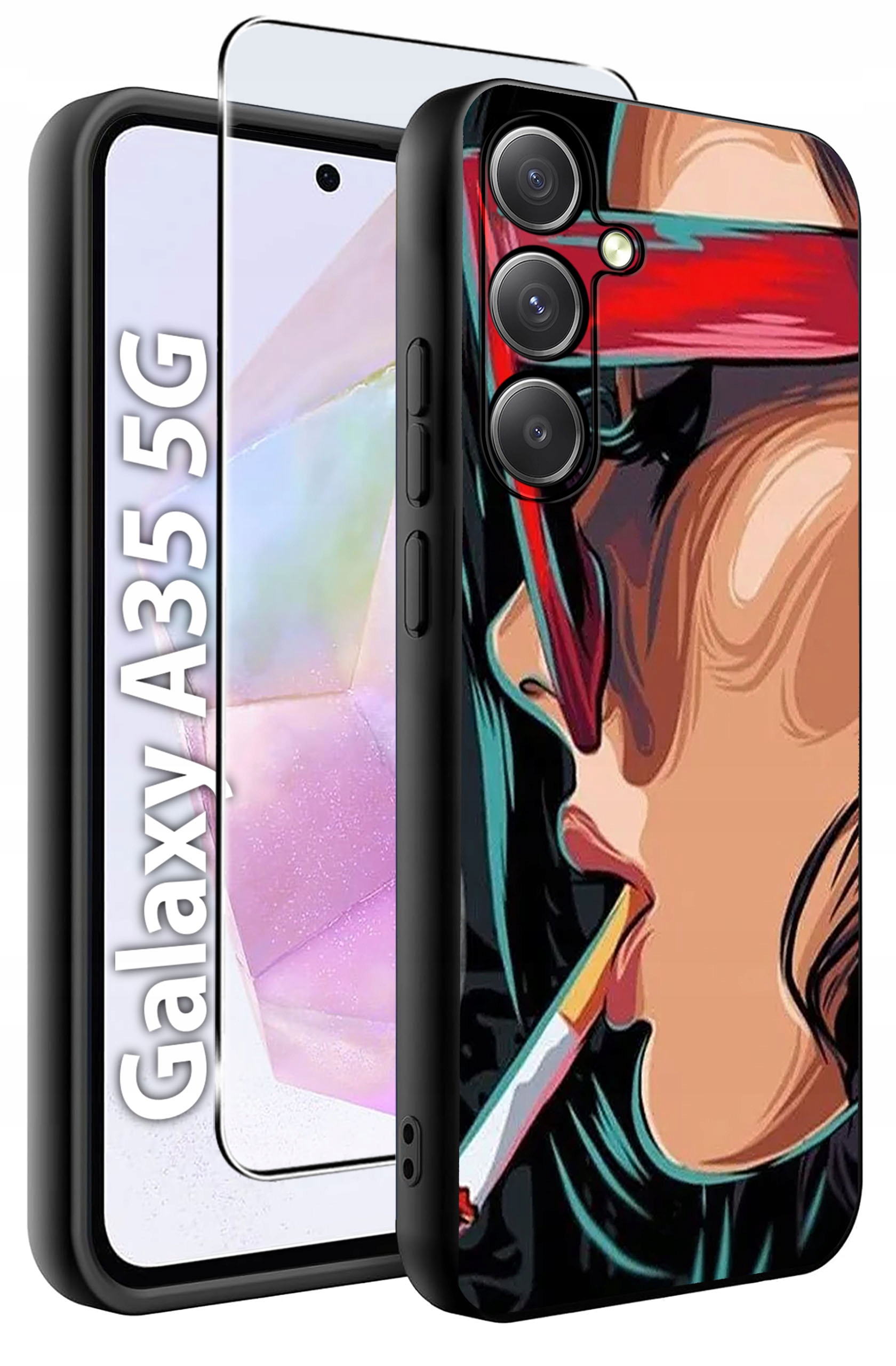 ETUI do Samsung A35 5G WZORY | SILIKONOWE MATT CASE + SZKŁO HARTOWANE 9H – Ochrona i styl w jednym