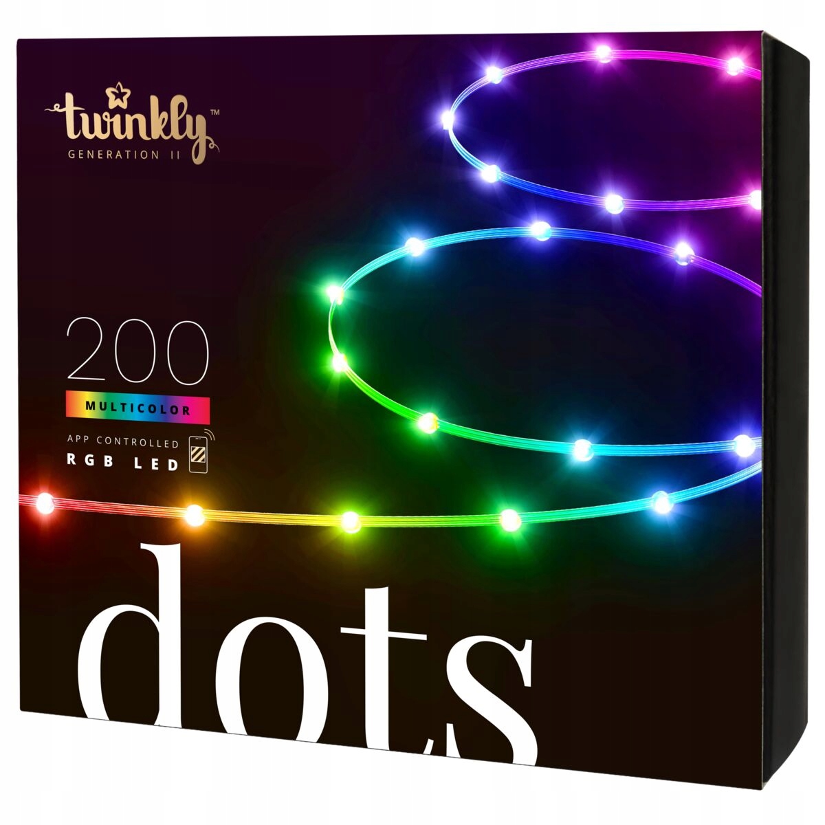 Taśma LED Twinkly Inteligentny miniaturowy łańuch Dots 200 LED RGB 10 m – Nowoczesne oświetlenie dekoracyjne