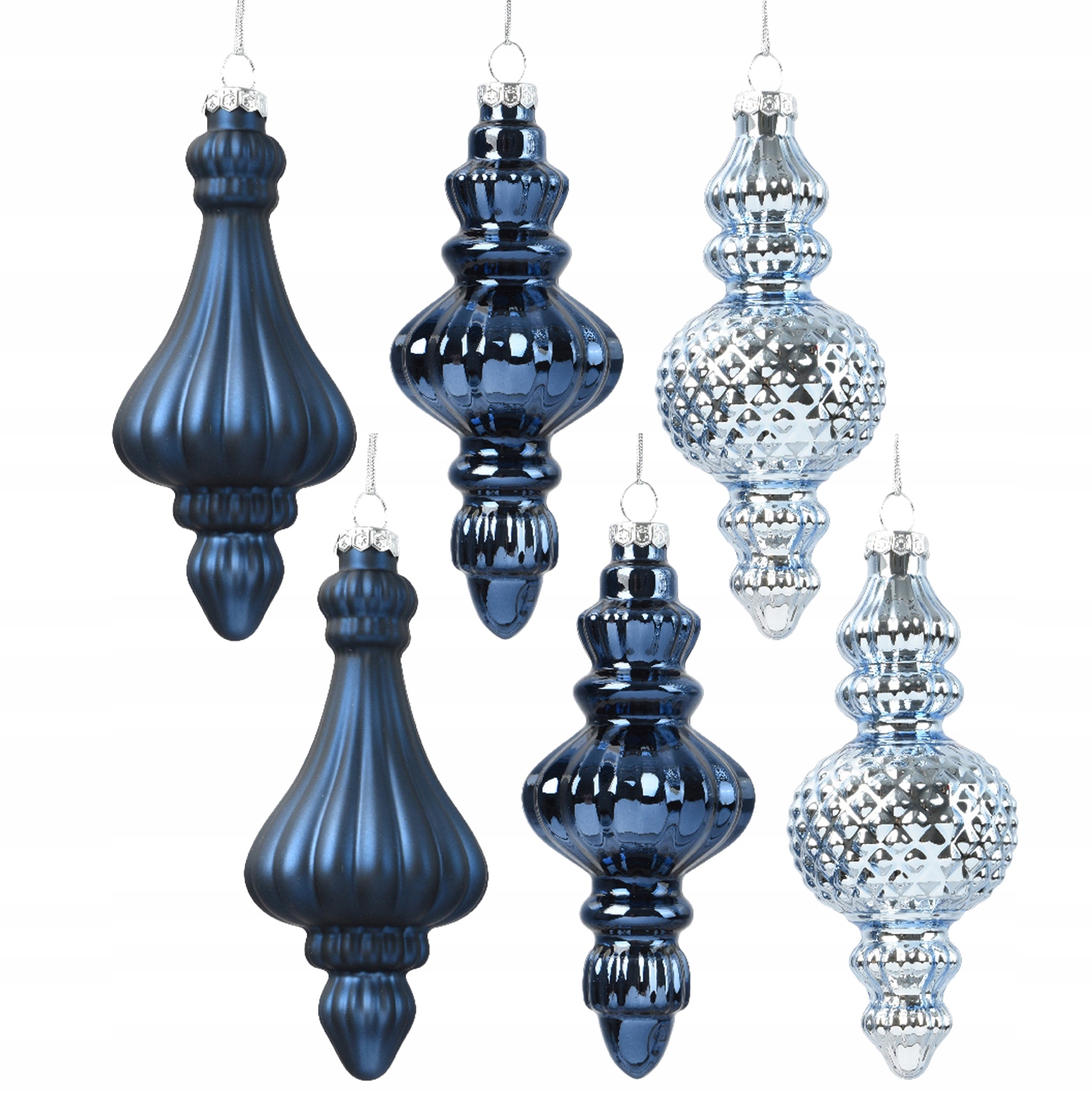 Niebieska bombka choinkowa 6x15cm – Elegancka ozdoba na święta