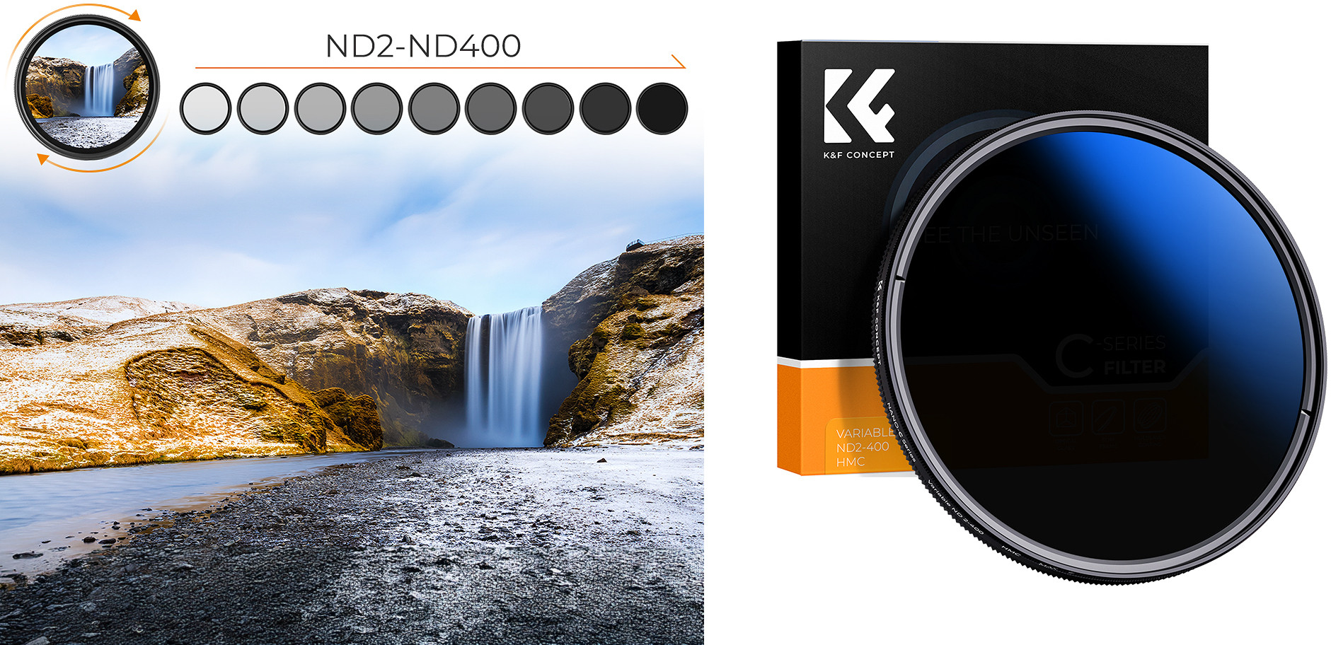 Filtr szary regulowany K&F Concept B-Series Fader ND2-400 - Większa kontrola ekspozycji