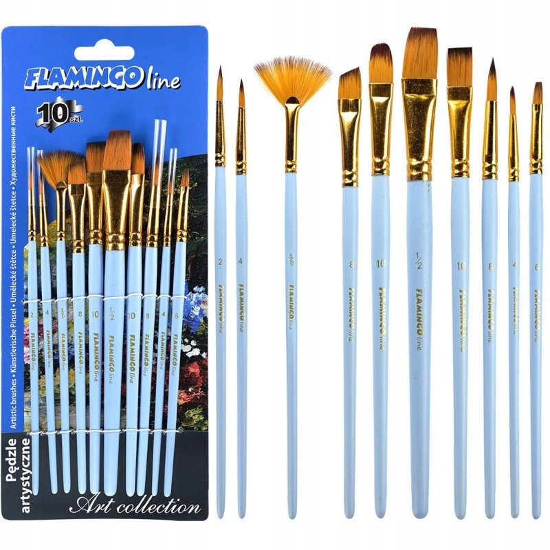 Pędzle artystyczne Titanum – Zestaw 10 sztuk do precyzyjnego malowania