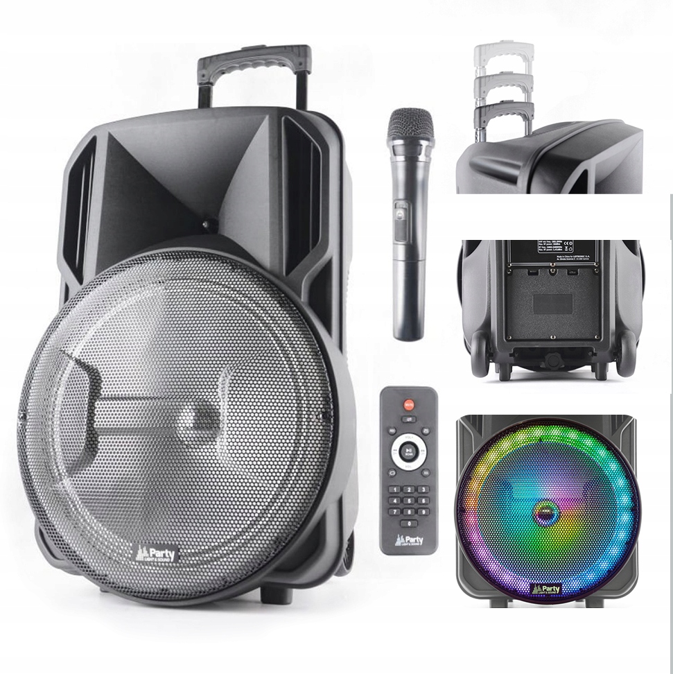 Kolumna mobilna LED 15''/38cm USB BT MIC FM PARTY-15RGB – Twój idealny partner na imprezy
